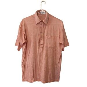 Vintage Monogram Peach Short Sleeve Polo Shirt - size XL - made in USA